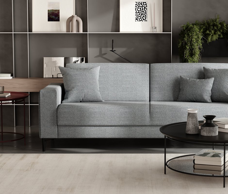 Briza Plus Buklet Kumaş 3'lü Yataklı Koltuk - Açık Mavi