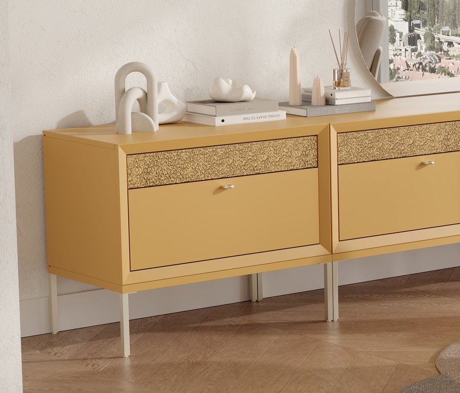 Fit & Flex 2 Çekmeceli Ayaklı Modül - Sarı