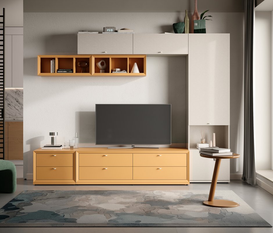 Fit & Flex 4 Çekmeceli Bazalı Modül - Sarı