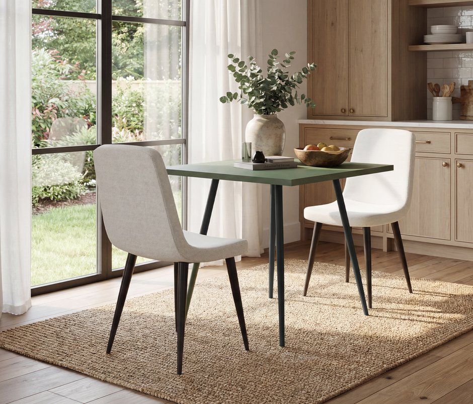 Linze Metal Legs Dining Chairs - Cream