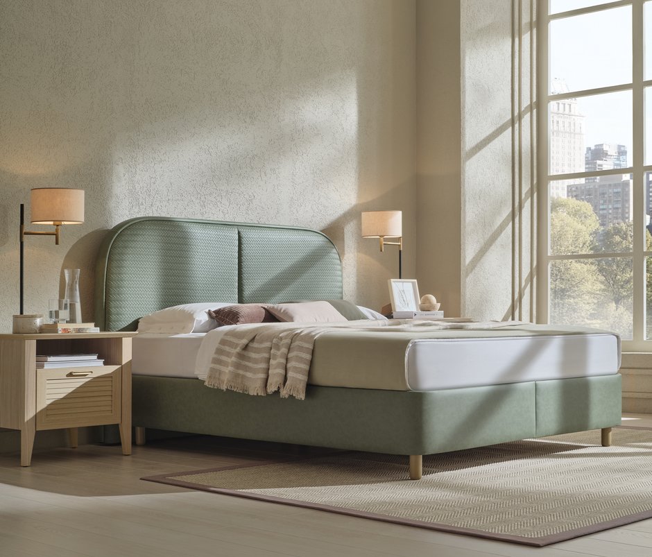 Verona Leather-Look Fabric, Storage Bed Base with Headboard - Khaki
