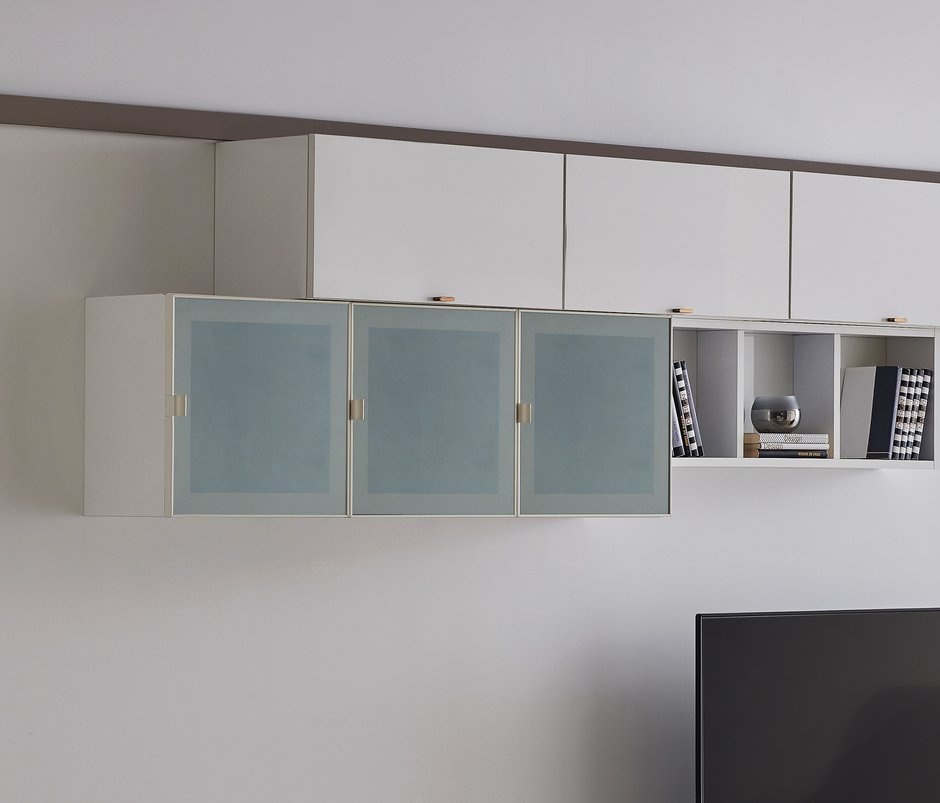 Legato Cam Kapaklı TV Ünitesi Üst Modülü - Beyaz