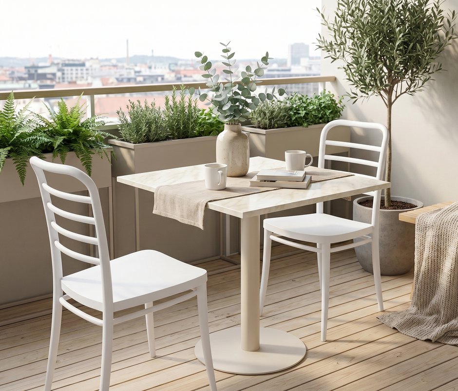 Sicily Dining Chairs with Polymer Legs - White