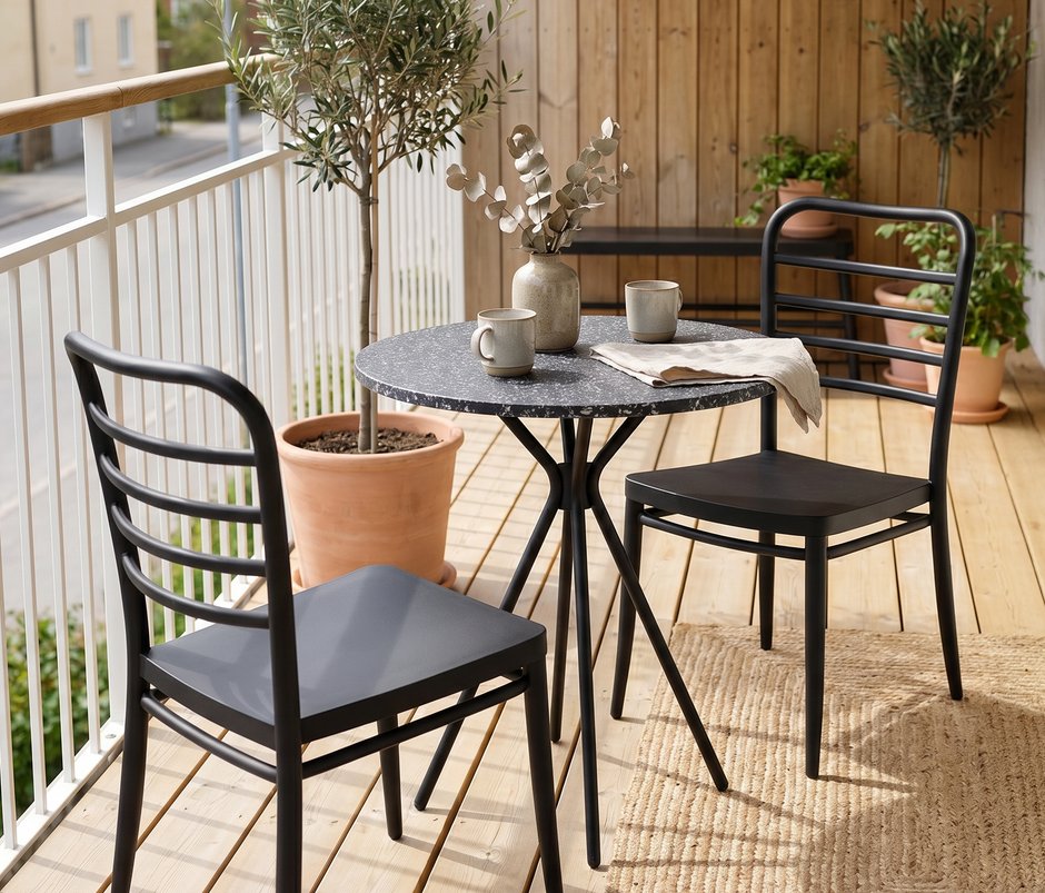 Sicily Dining Chairs with Polymer Legs - Black
