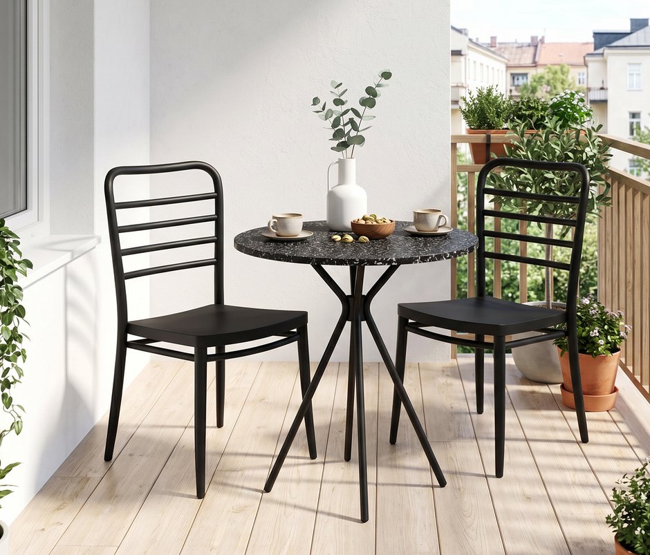 Sicily Dining Chairs with Polymer Legs - Black