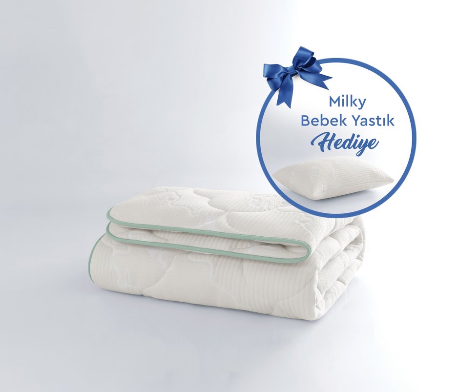 Milky Bebek Yorgan Milky Yastık Hediyeli - Beyaz