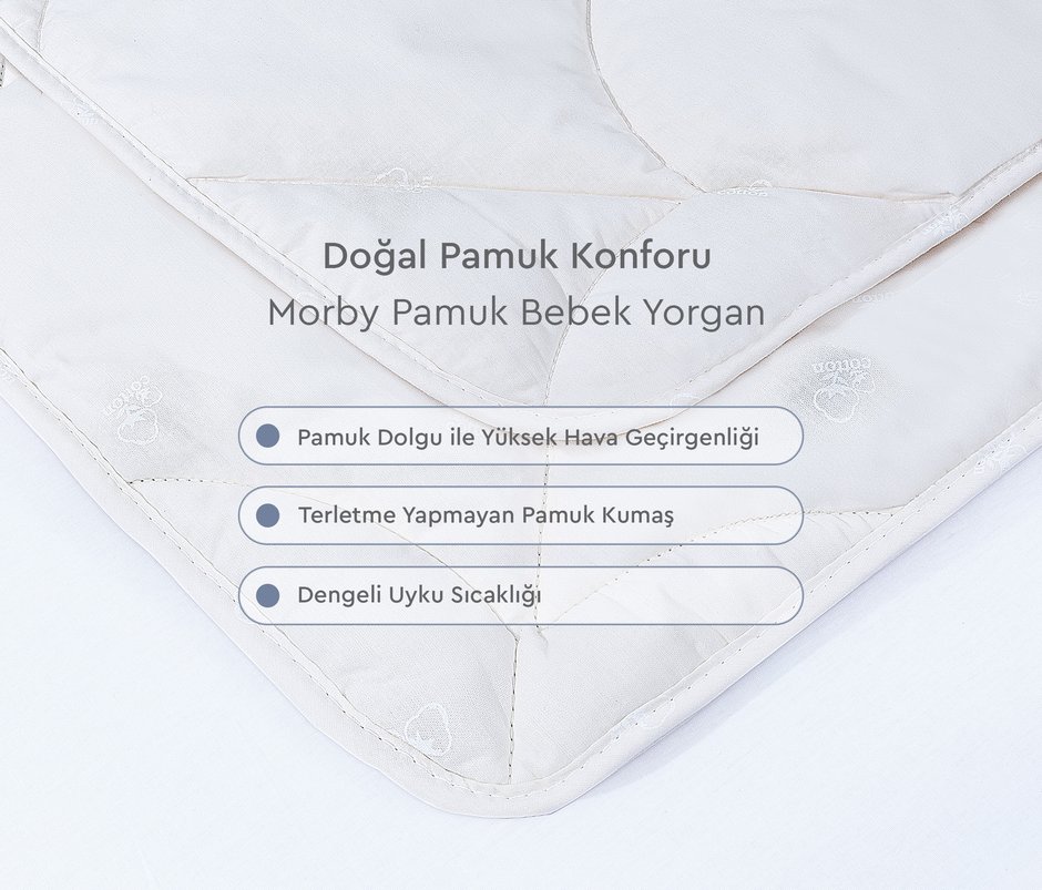 Morby Pamuk Bebek Yorgan Morby Pamuk Yastık Hediyeli - Beyaz