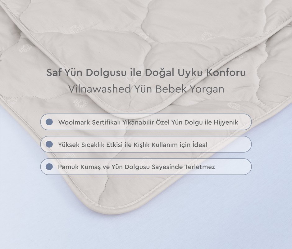 Vilnawashed Bebek Yorgan Vilnawashed Yastık Hediyeli - Beyaz