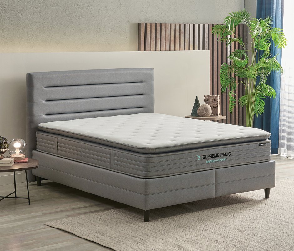 Supreme Pedic Yatak Baza Başlık 3'lü Set - Mavi