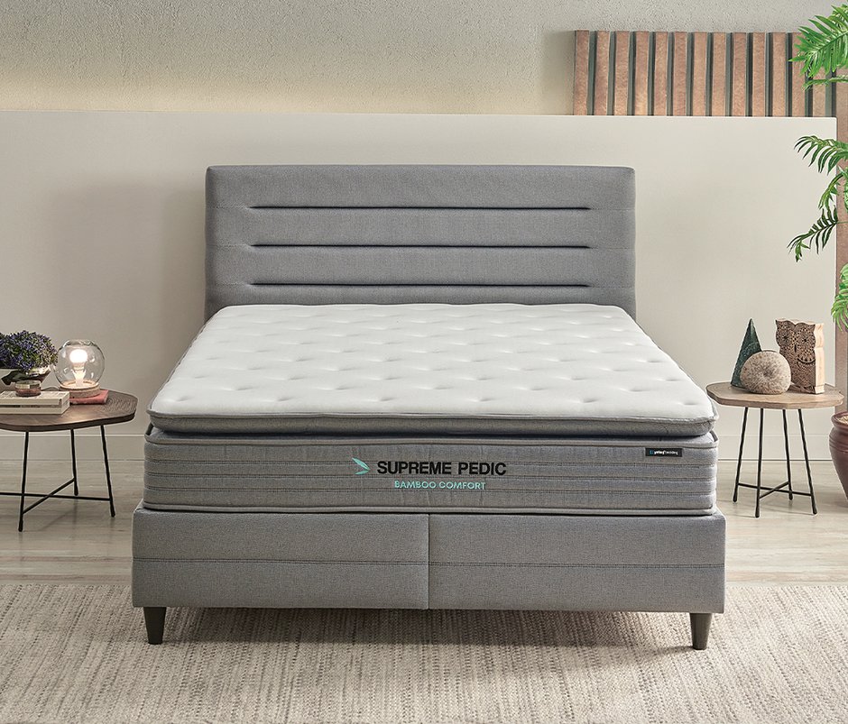 Supreme Pedic Yatak Baza Başlık 3'lü Set - Mavi