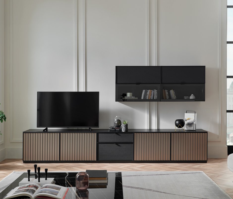 Riga 2 Kapaklı TV Ünitesi Yan Modülü - Ceviz