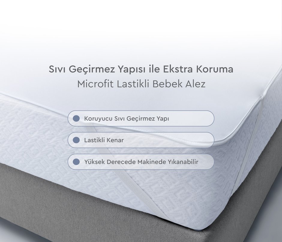 Microfit Lastikli Sıvı Geçirmez Alez - Beyaz